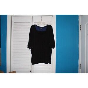 Nicole Miller Women's Black Knit Short Sleeve Lightweight Top Size Small